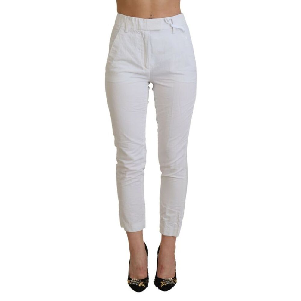 Dondup White High Waist Tapered Women Women's Pants